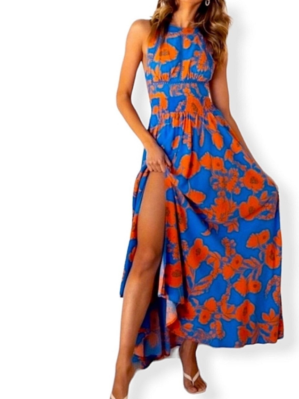 Anthropologie Abel The Label Charlotte Floral Halter Maxi Dress XS Boho
